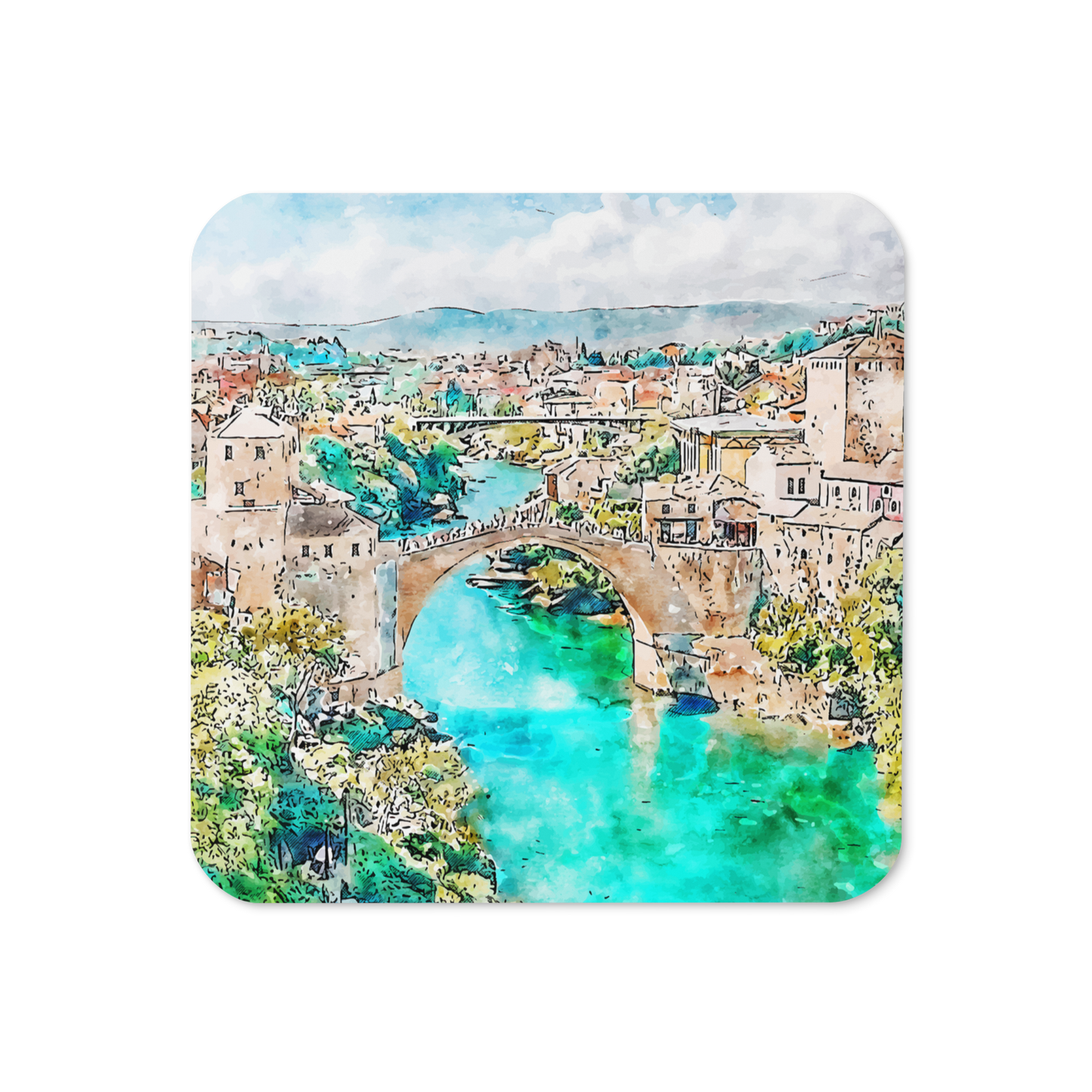 Mostar Bridge Cork-back coaster